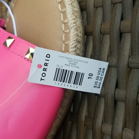 Torrid Hot Pink espadrille Slides Size 10 - Picture 8 of 8